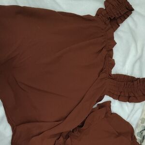 Women's Brown Ruffled Pajama Set